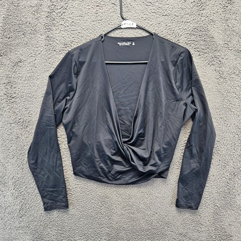 Abercrombie & Fitch Tops Women Size XL Black Twist Front Long Sleeves